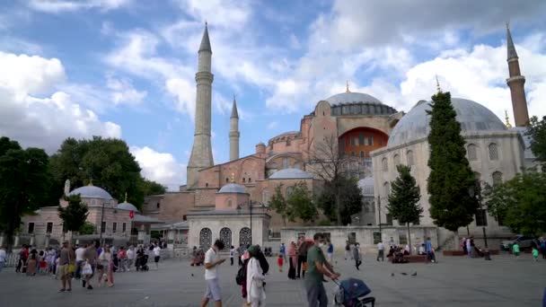 Стамбул Туреччина Липень 2021 Туристи Навколо Мечеті Святої Софії Площі — стокове відео