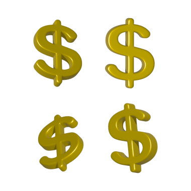 Siyah arka planda altın dolar işareti. 3d illüstrasyon