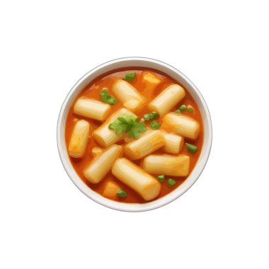 Beyaz arka planda bir kase lezzetli çorba.