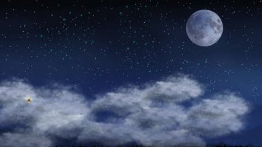 Ay Işığı Gece Bulutları Ay 'ın Bakışları Altında Yüzüyor