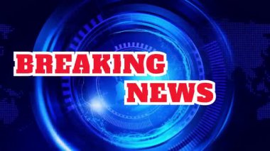 Merkezi lens efektli dinamik mavi teknoloji arka planı ve canlı haber için parlayan ışıklar veya yayın girişi