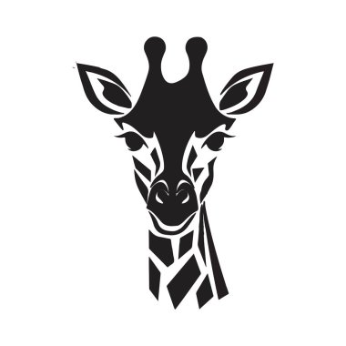 Siyah zürafa baş logosu tasarımı