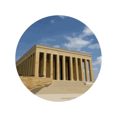 Antik Yunan atletlerinin antik tapınağının vektör çizimi