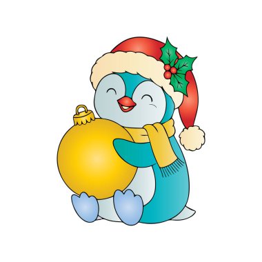 Noel ağacı topuyla Noel pengueni.