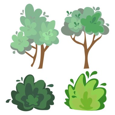 yeşil ağaç çizimi beyaz arkaplanda izole edildi