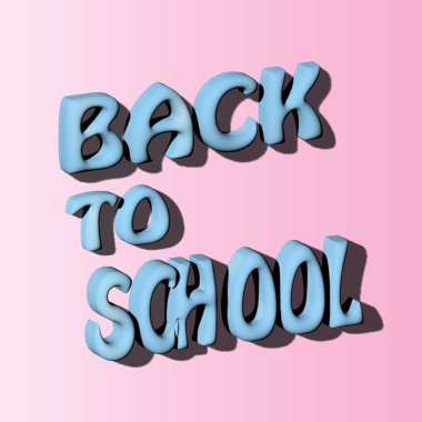 Beyaz arka plandaki okul metnine geri dön. 3d illüstrasyon.