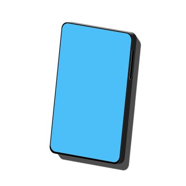 Beyaz arkaplanda boş ekran izole edilmiş mavi tablet