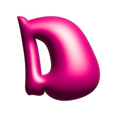 Pembe renkli f harfi. 3d oluşturma