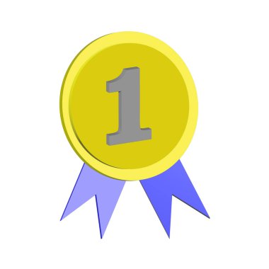 Çizgi film tarzında birincilik ödülü simgesi beyaz arkaplan vektör illüstrasyonunda izole