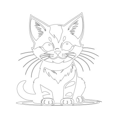 Çocuklar için boyama kitabındaki sevimli kedi. Beyaz arkaplanda izole edilmiş vektör illüstrasyonu