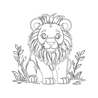 Tatlı aslan çizgi filmi. özet çizimi.