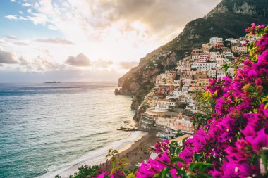 Town of Positano in bloom clipart