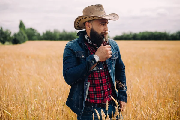 Bearded man in field — Stock Photo, Image