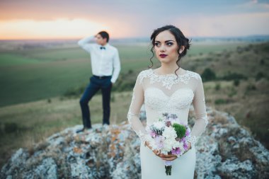 Bir düğün yürüyüş güzel Çift