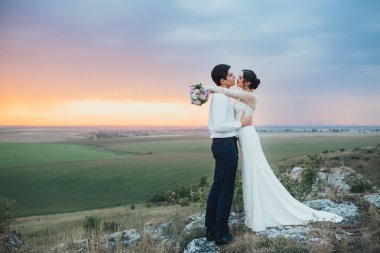 Bir düğün yürüyüş güzel Çift