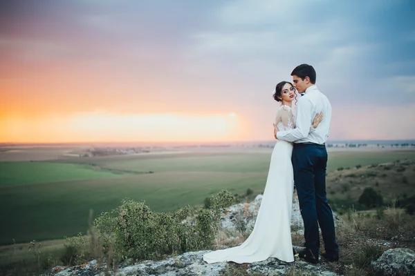 Schönes Paar auf einem Hochzeitsspaziergang — Stockfoto