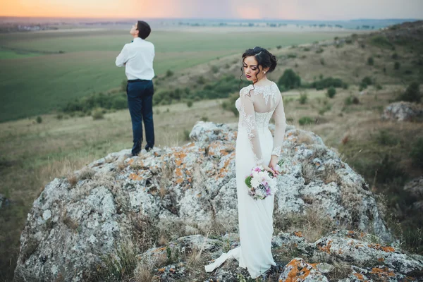 Beau couple sur une promenade de mariage — Photo