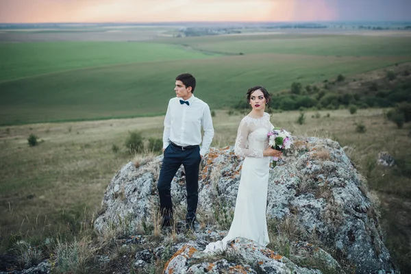 Hermosa pareja en un paseo de bodas —  Fotos de Stock