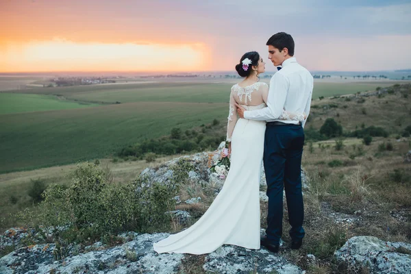 Hermosa pareja en un paseo de bodas —  Fotos de Stock