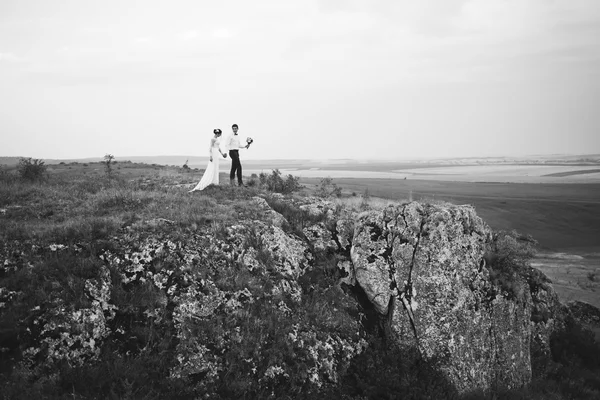 Gyönyörű pár esküvői séta — Stock Fotó