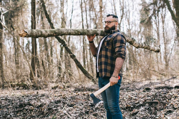 Skäggiga skogshuggare i trä — Stockfoto