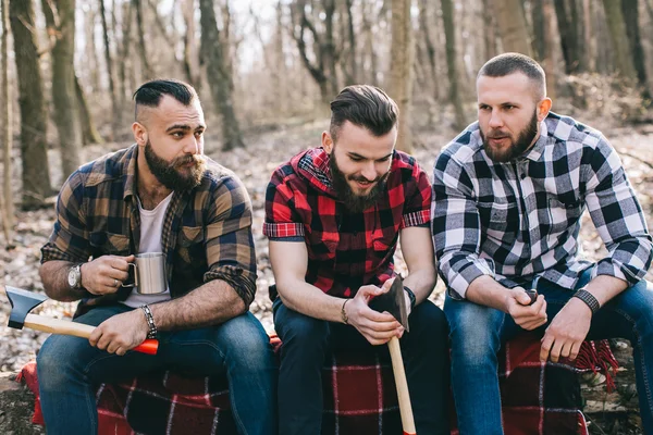 bir ormandaki sakallı erkekler