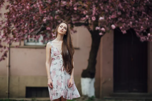 Ung kvinna i klänning — Stockfoto