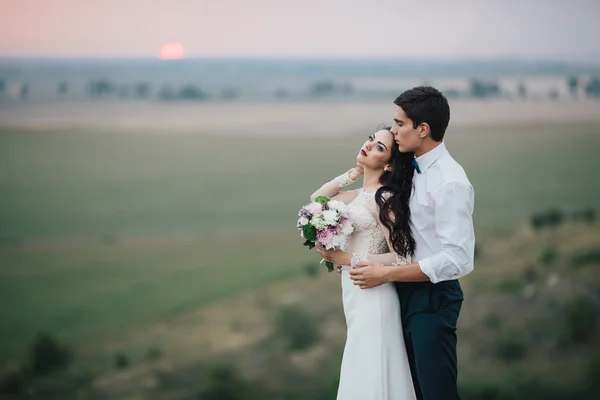 Bir düğün yürüyüş güzel Çift — Stok fotoğraf