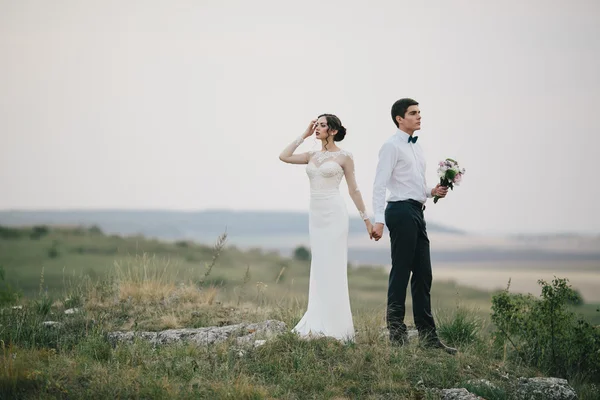 Frumos cuplu pe o plimbare de nunta — Fotografie, imagine de stoc