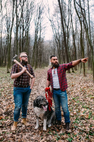 young men in forest