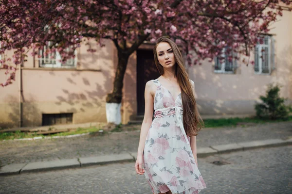 Jovem mulher de vestido — Fotografia de Stock