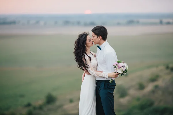 Belo casal em uma caminhada de casamento — Fotografia de Stock