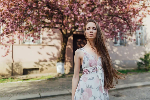 Ung kvinna i klänning — Stockfoto