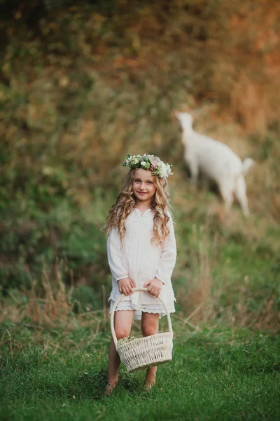 Niña en el bosque — Foto de Stock