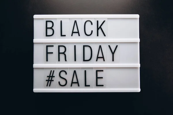 Composição Promoção Criativa Black Friday Texto Venda Lightbox Fundo Preto — Fotografia de Stock