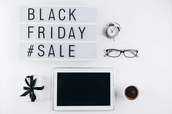 Creative Top View Flat Lay Promoção Composição Black Friday Venda — Fotografia de Stock