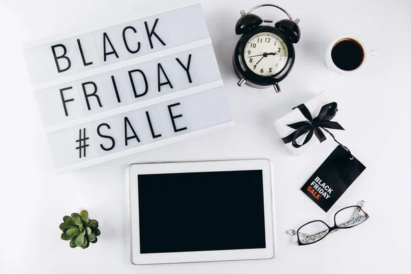 Creative Top View Flat Lay Promoção Composição Black Friday Venda — Fotografia de Stock