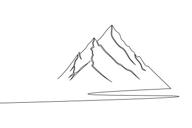 Dağ zirvesi, minimalist doğa resimlerini çizen kesintisiz bir çizgi.