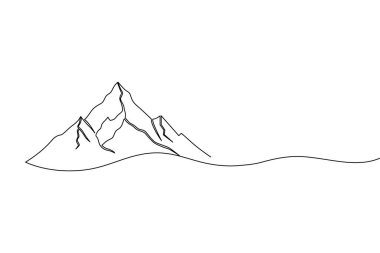 Dağ zirvesi, minimalist doğa resimlerini çizen kesintisiz bir çizgi.