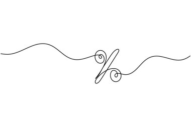 Percentage sign continuous one line drawing minimalist finance discount symbol illustration