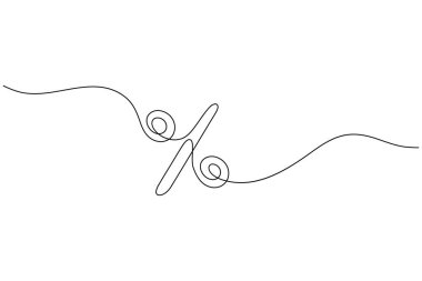 Percentage sign continuous one line drawing minimalist finance discount symbol illustration