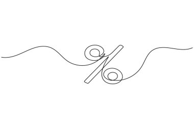 Percentage sign continuous one line drawing minimalist finance discount symbol illustration