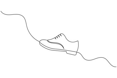 Sport shoe continuous one line art drawing minimalist footwear vector illustration