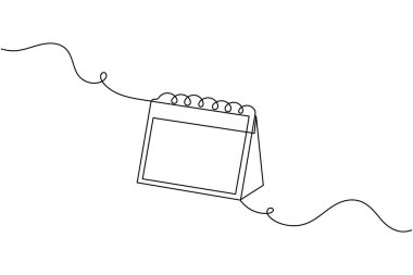 Masa takvimi minimalist ofis takvimi konsept tablo illüstrasyonunu çizen sürekli bir satır