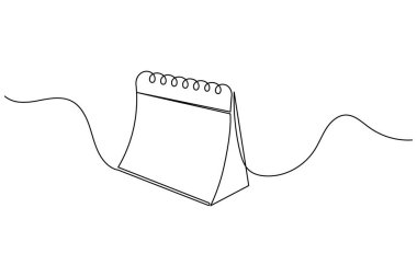 Masa takvimi minimalist ofis takvimi konsept tablo illüstrasyonunu çizen sürekli bir satır