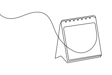 Masa takvimi minimalist ofis takvimi konsept tablo illüstrasyonunu çizen sürekli bir satır