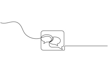 Konuşma balonu mesaj simgesi minimalist ince doğrusal vektör illüstrasyonunun sürekli bir satır çizimi