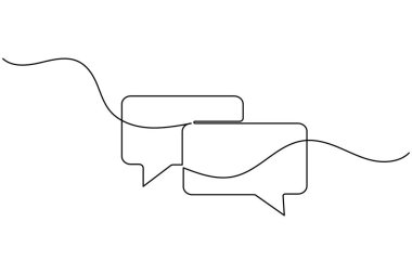 Konuşma balonu mesaj simgesi minimalist ince doğrusal vektör illüstrasyonunun sürekli bir satır çizimi