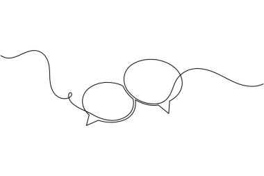 Konuşma balonu mesaj simgesi minimalist ince doğrusal vektör illüstrasyonunun sürekli bir satır çizimi