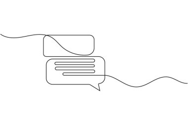 Konuşma balonu mesaj simgesi minimalist ince doğrusal vektör illüstrasyonunun sürekli bir satır çizimi